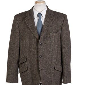 Brooks Brothers 1818 Madison X E Thomas Light Brown Herringbone Tweed